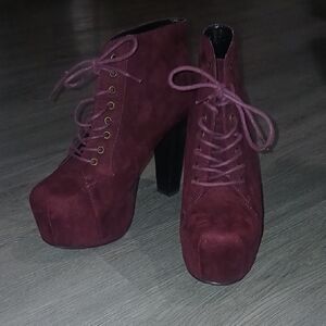 Speed 98 Elegant Burgundy Lace-Up Platform Boots Sz 8.5